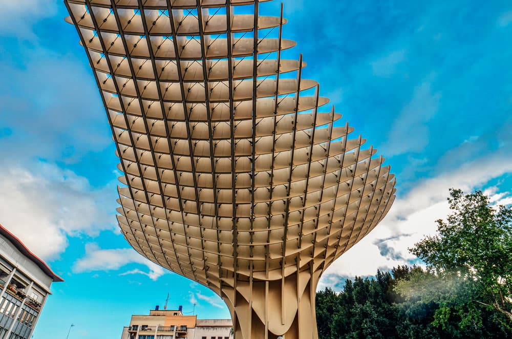 Détail de la structure en bois du Metropol Parasol
